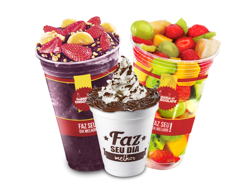 Monte sua Salada de frutas, Açaí no copo ou peça o nosso delicioso Chocolate quente